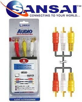 SANSAI 3RCA Plugs To Plugs 5m